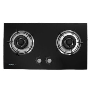 KAPLI Toughened Glass Gas Stove Cooktop Manual| High Efficiency Cast Iron For LPG Glass Manual Gas Stove (2 Burners)