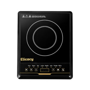 Elicacy Induction Cooktop 2000W Crystal Glass Touch Panel Black